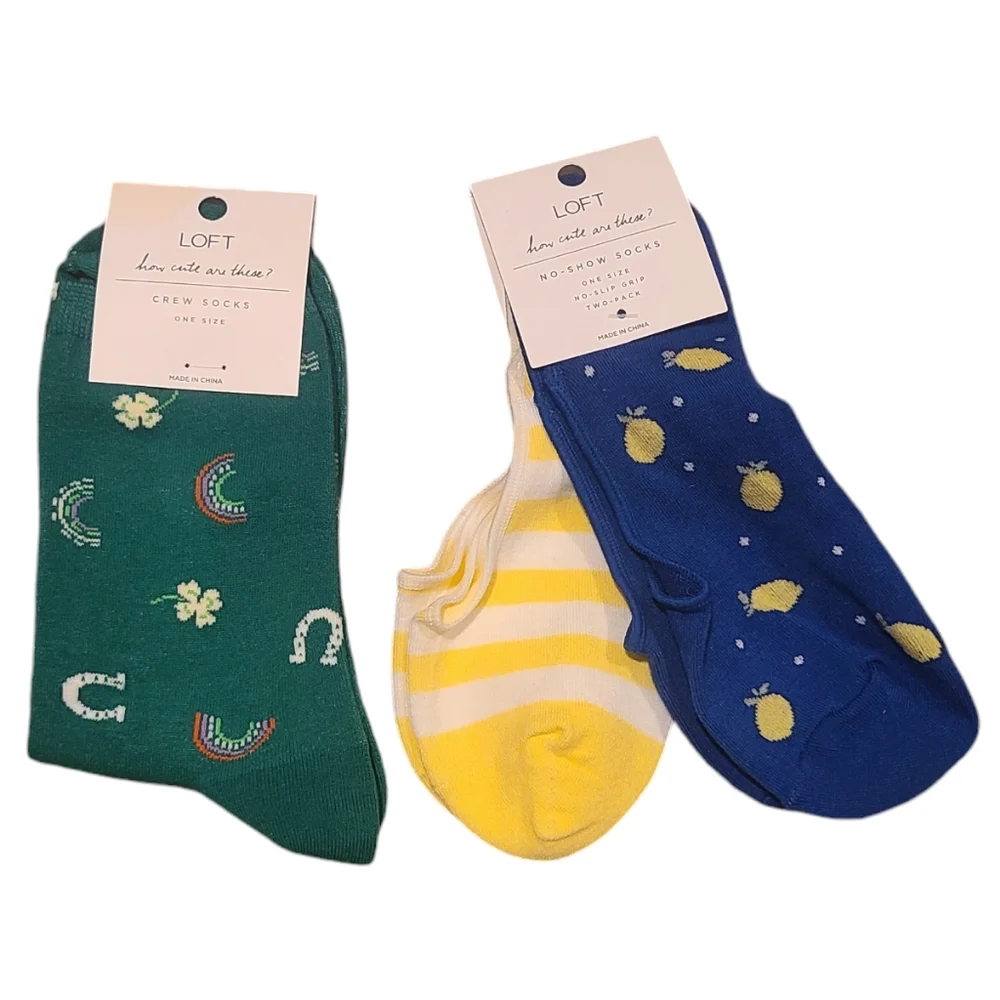 Loft Crew & No Show Socks-3 pairs